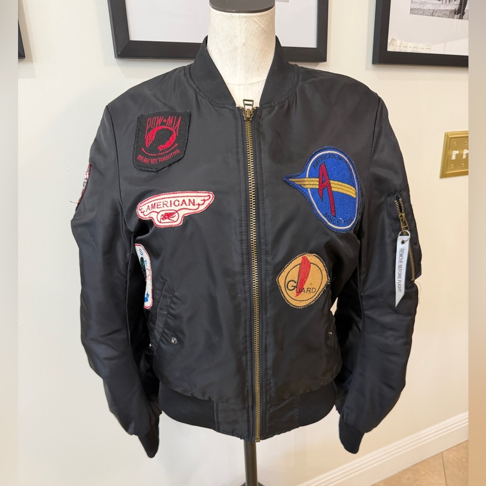 American Stitch Black and Orange Bomber Jacket